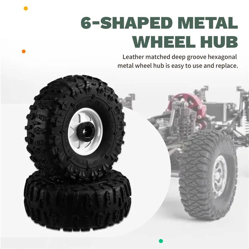 

M18K-4Pcs 122Mm 1.9 Inch Metal Beadlock Wheel Rim Rubber Tire Set For 1/10 RC Crawler Car TRX4 D90 D110 Axial SCX10