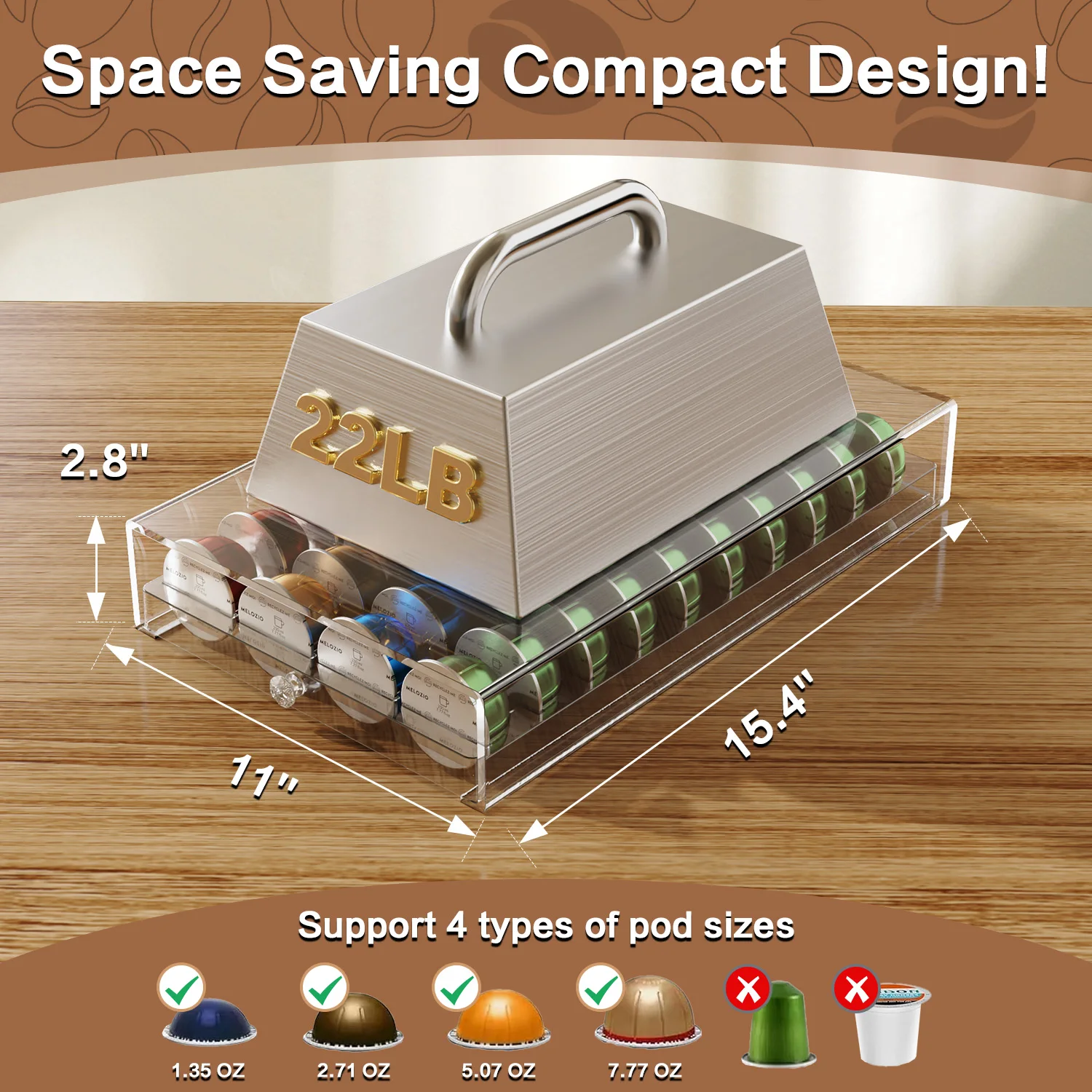 40 Stück Kaffeekapsel-Halter für Nespresso Vertuoline Dolce Verismo Vertuo Transparenter Organizer Aufbewahrungsregal für Kaffeekapseln – Detail 7