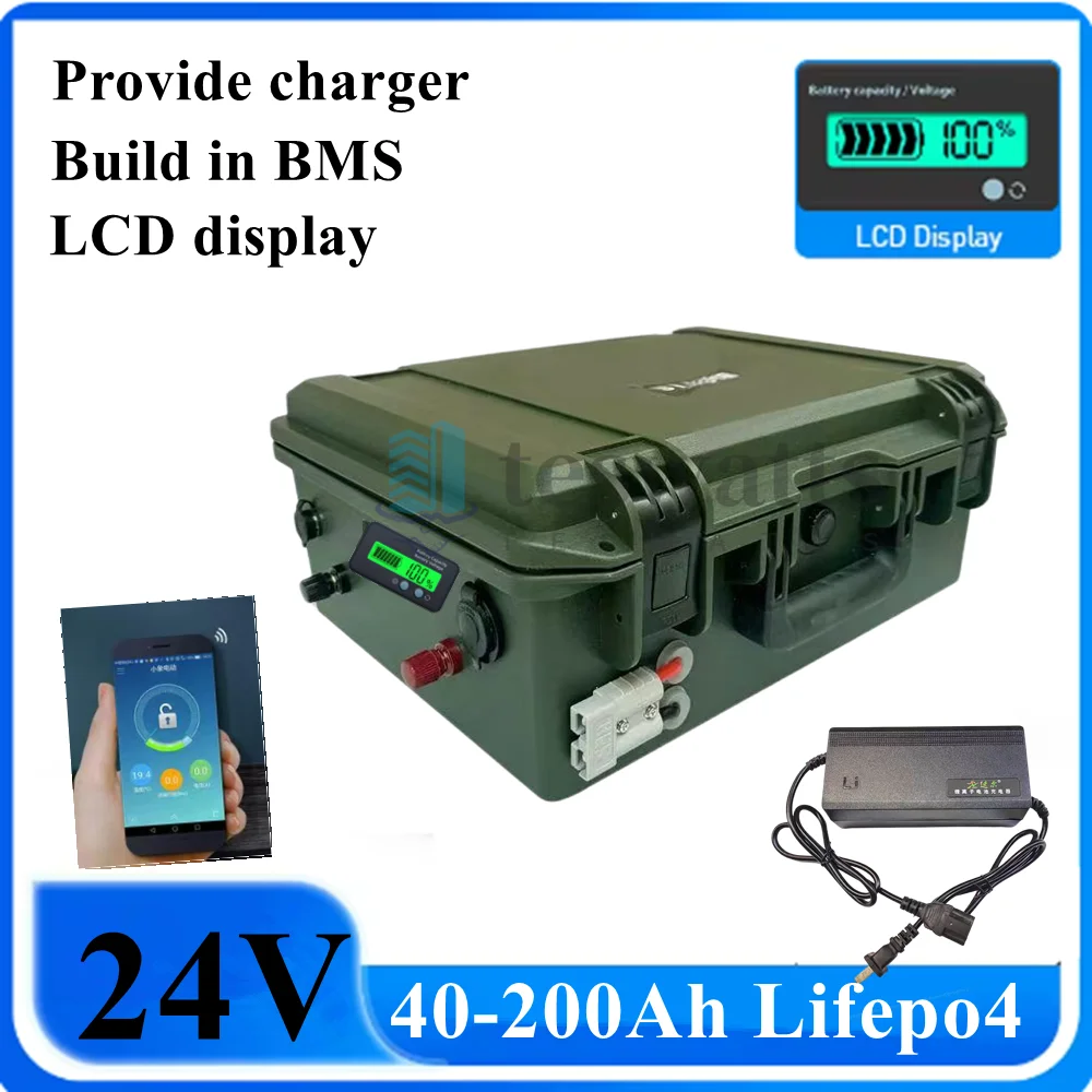 

Lifepo4 24V 100Ah 40Ah 50Ah 60Ah 80Ah 120Ah 150Ah 180Ah 200Ah Lithium Iron Phosphate Battery for Solar Panel Trolling Motor