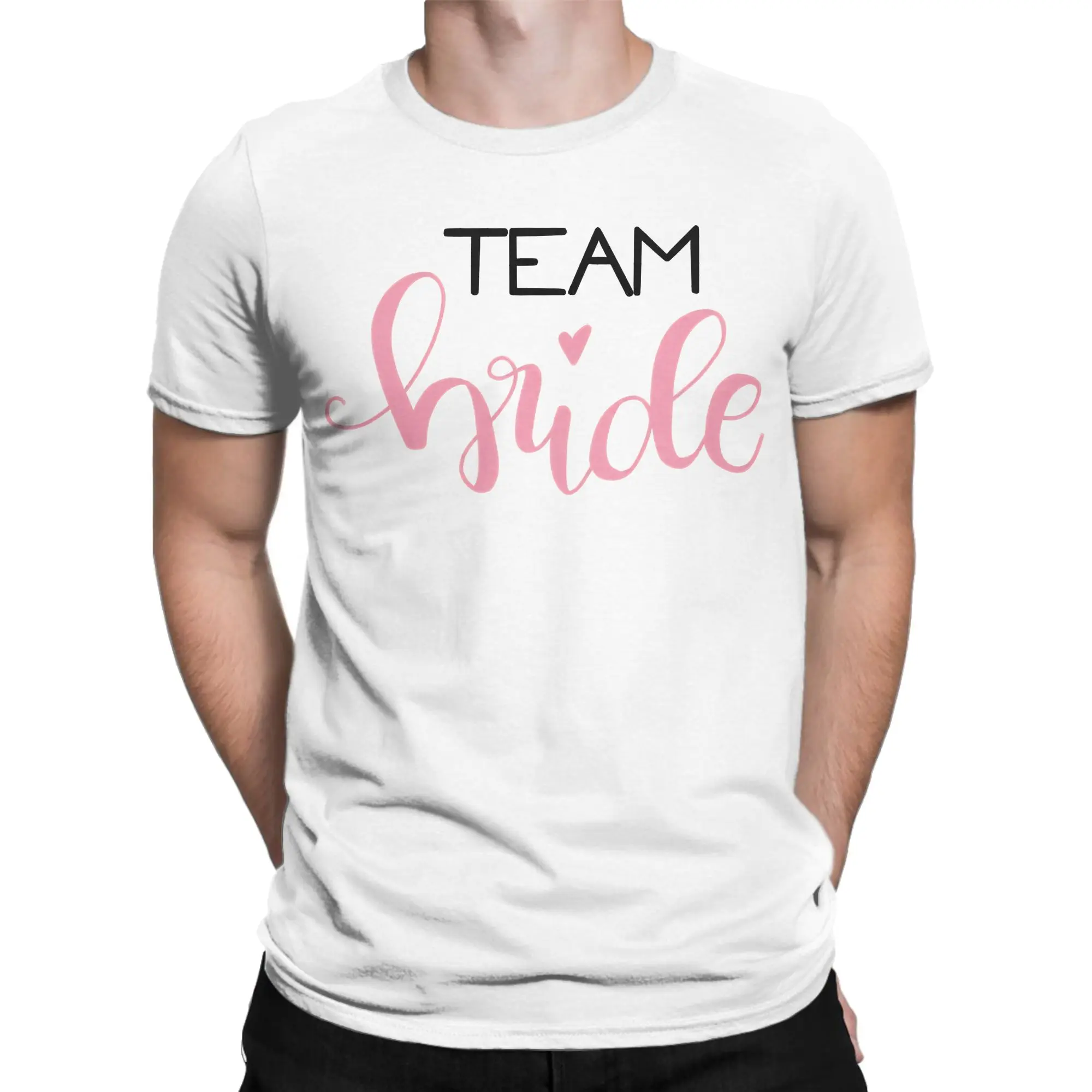 Team Bride Black and Pink T Shirt  Hip Hop T Shirts Short Sleeves Y2K Basic Tops Beach 100 Cotton Oversize Clothing