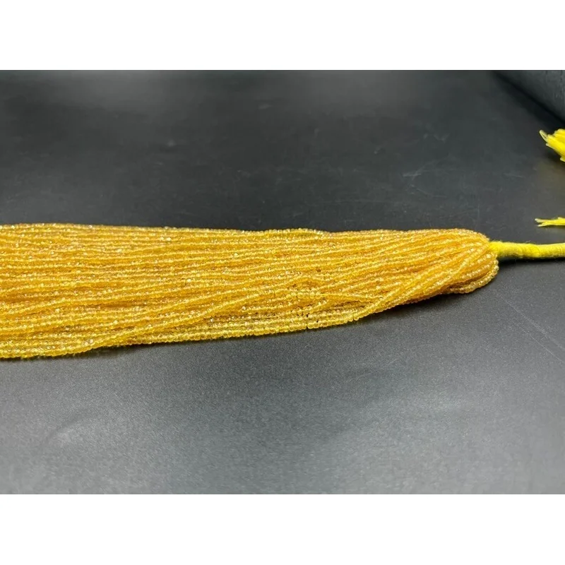 AAA Faceted Rondelle Beads 3mm Natural Yellow Sapphire Bead 8''