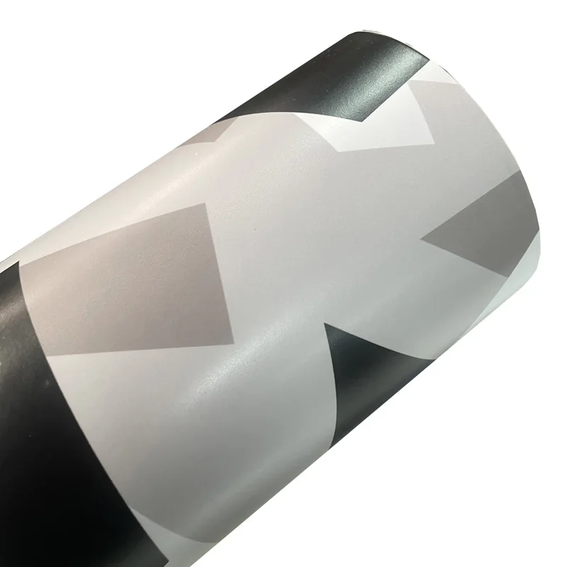 Premium Geometrie Camouflage Schwarz Grau Weiß Vinyl Wrap Aufkleber Selbstklebende Aufkleber Motorrad Auto Wrapping Folie Air Release
