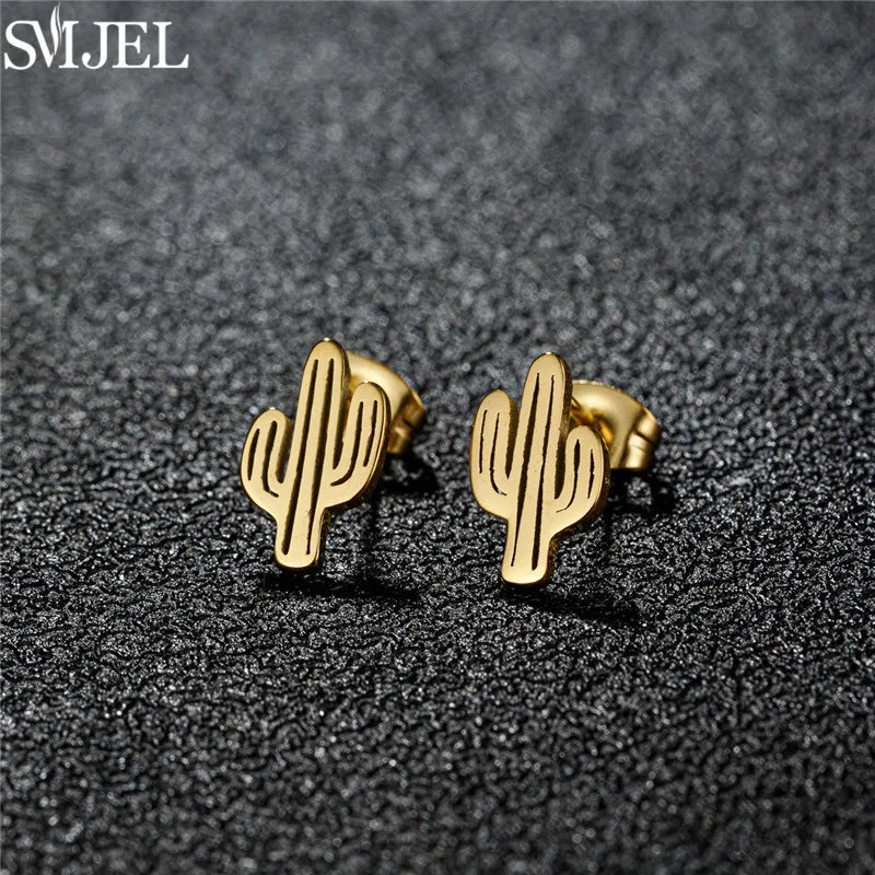 بوهيميا الفولاذ المقاوم للصدأ أقراط خمر الصحراء الصبار قرط الاذن المرصع أنيق للنساء 2026 نبات فريد الأذن ثقب هدية حفلة #2