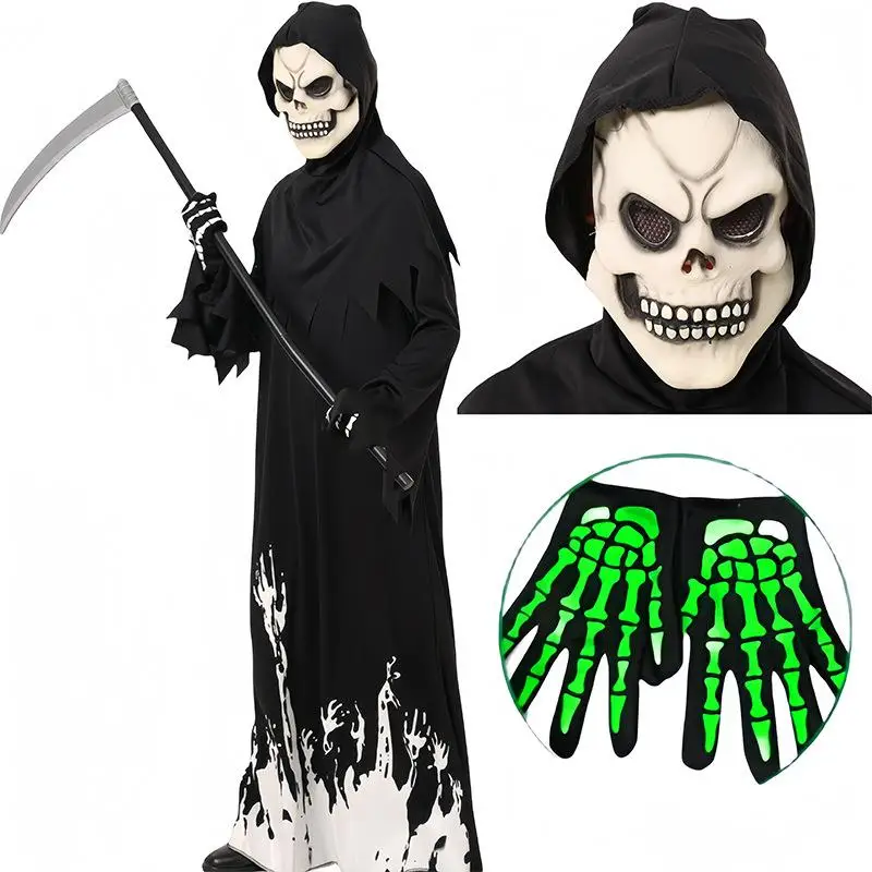 

Светящийся детский костюм для Хэллоуина, забавный костюм-клоун с эффектом ночного света, сценический наряд для ролевых игр в ужасающих персонажах