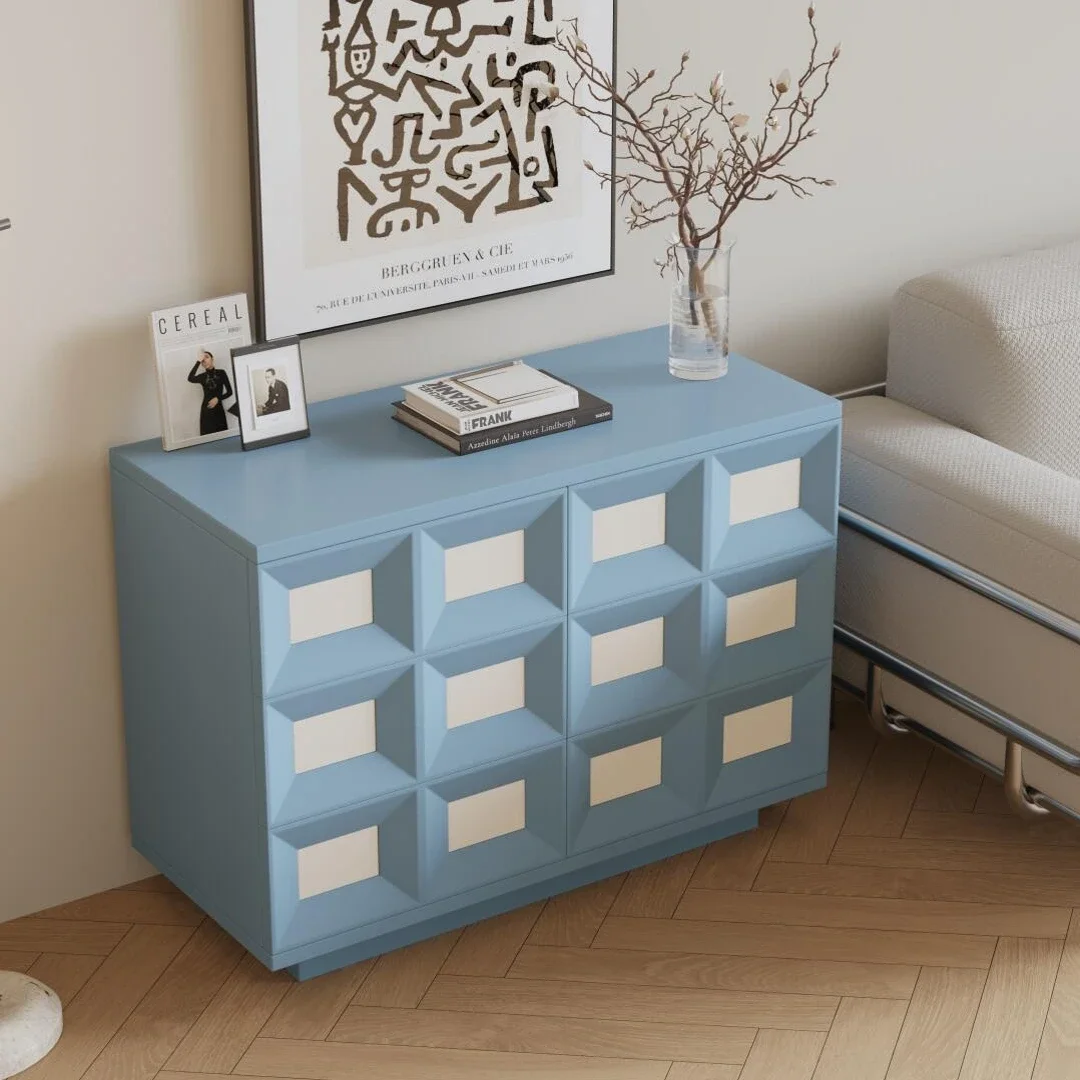 

Cream wind dopamine chest, side cabinet, sky blue solid wood locker, bedroom end of bed