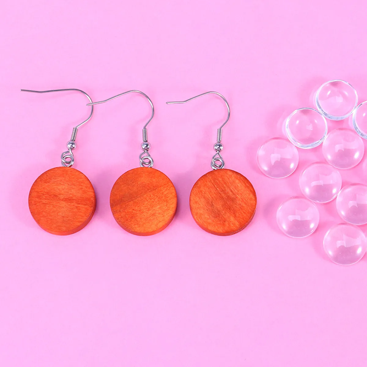 40Pcs 12Mm Wooden Earring Settings Trays Round Back Cabochon Bases DIY Jewelry Craft Blanks for Photo Cameo Resin Gemstone