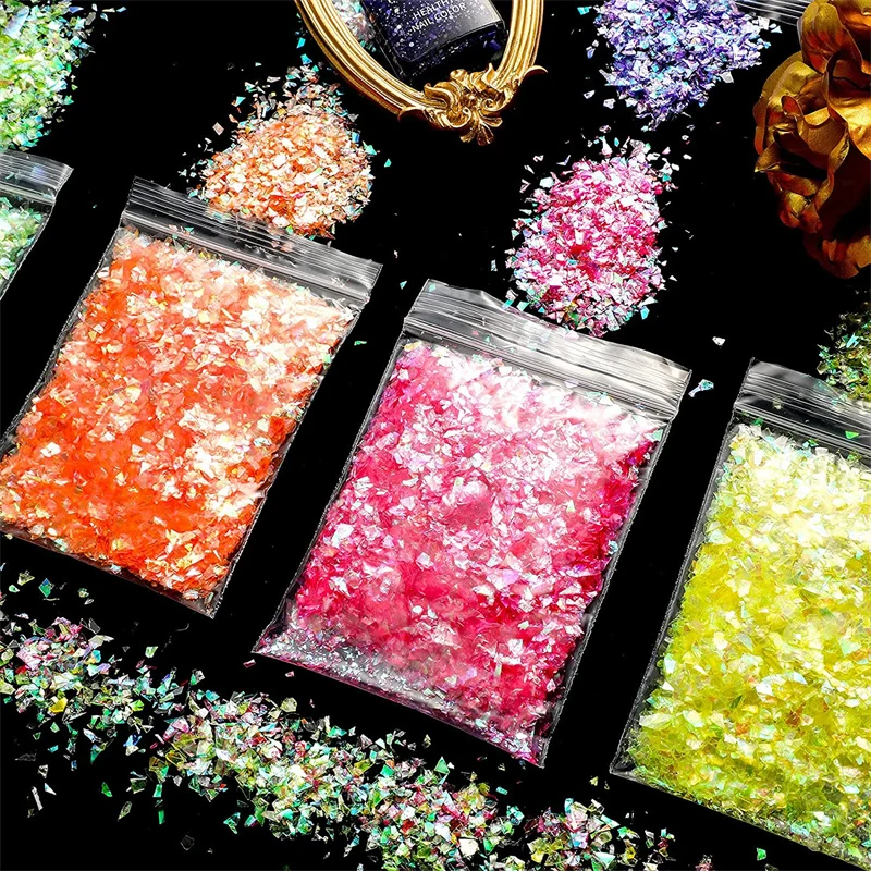 20g Irregular Shell Flakes Iridescent Sequin Foil Stickers Confetti for Epoxy Resin Mold Filler Nail Art DIY Jewelry Accessories