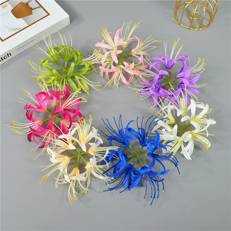 

14Colors Artificial Silk Fabric Equinox Flower spider lily Heads For Wedding Wall Arch Party Home Decoration DIY Hat Accessories