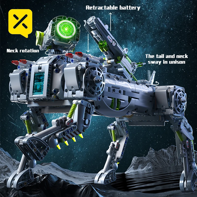 Mechanical Robot Dog Building Block Set with Rotating Flexible Tail Suitable for Children and Adults Christmas Gift