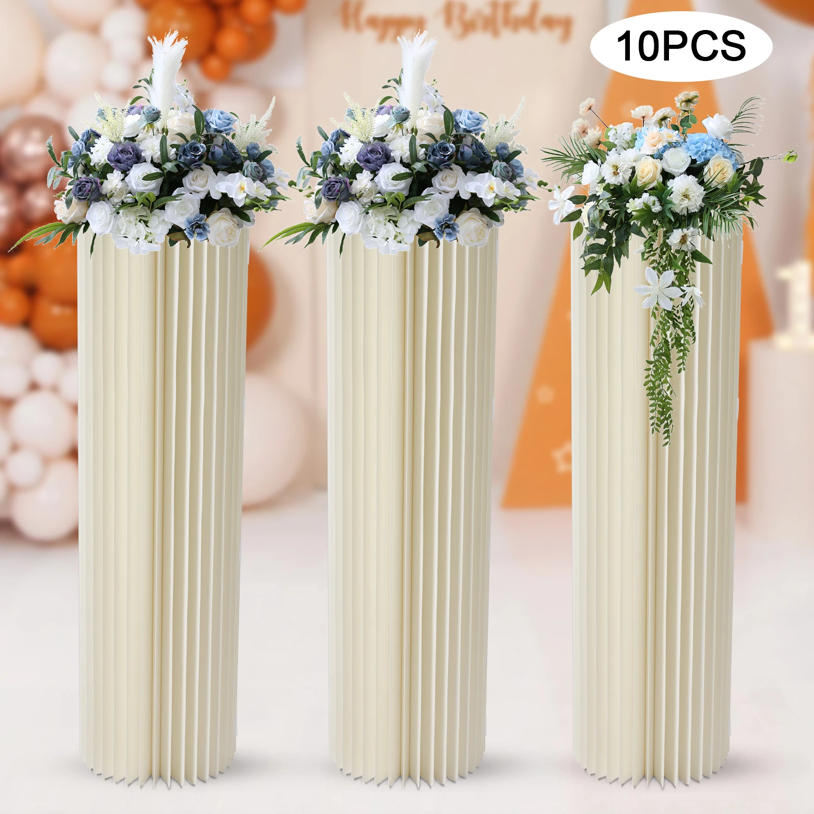 10Pcs Milky White Cardboard Vases For Wedding Centerpieces（20cm/60cm/80cm/100cm）