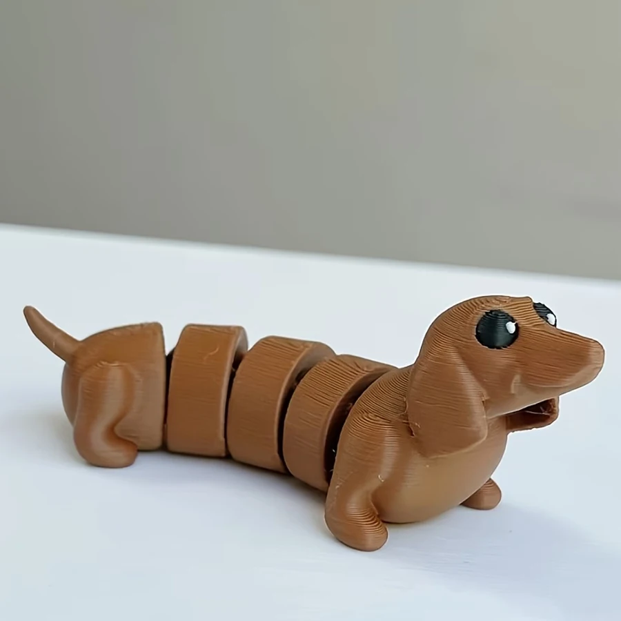 3D Printed Dachshund Statue with Movable Joints - Poseable Jointed Figurine for Animal Lovers, Plastic Desktop Ornament, Perfect Gift for Dachshund Owners, Ideal for Office Decoration and Training Exercises