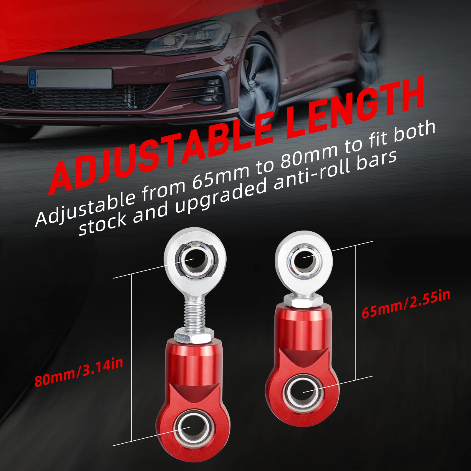 Kit Link End Sway Bar Depan & Belakang yang Dapat Disesuaikan BEVINSEE untuk Audi A3 S3 8V, untuk VW Golf MK7 MK7.5 untuk Jetta / GLI 7