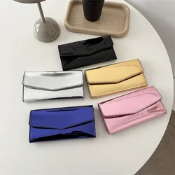 Solid Color Glossy Long Wallet Women'S Fashion Wallet Personalized Clutch Coin Purse Zipper Phone Pocket Credit Card Holder