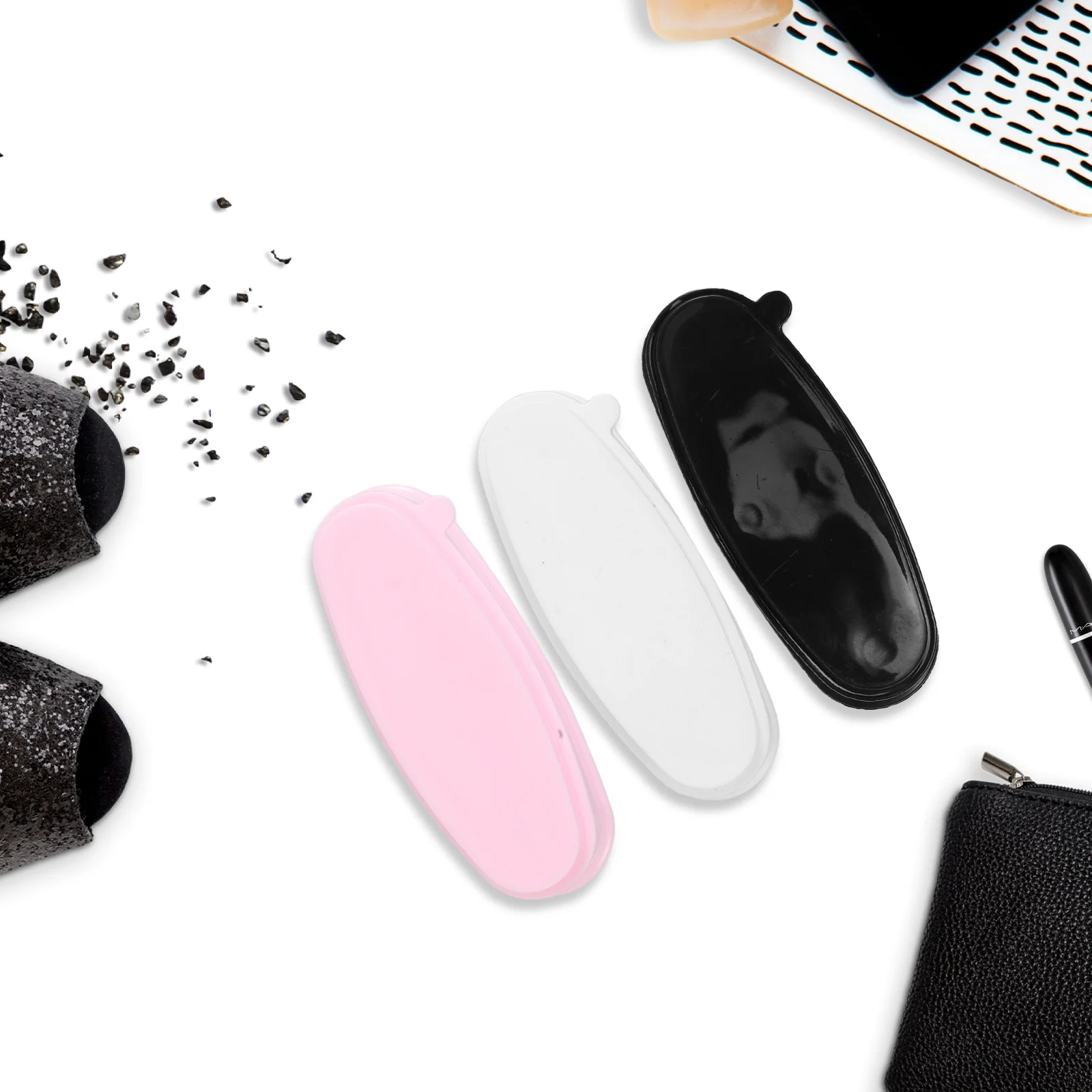 3개입 네일 파우더 재활용 트레이 컴팩트 딥 파우더 보관함 가정용 살롱용 청소 용이 내구성 있는 매니큐어 도구 프렌치