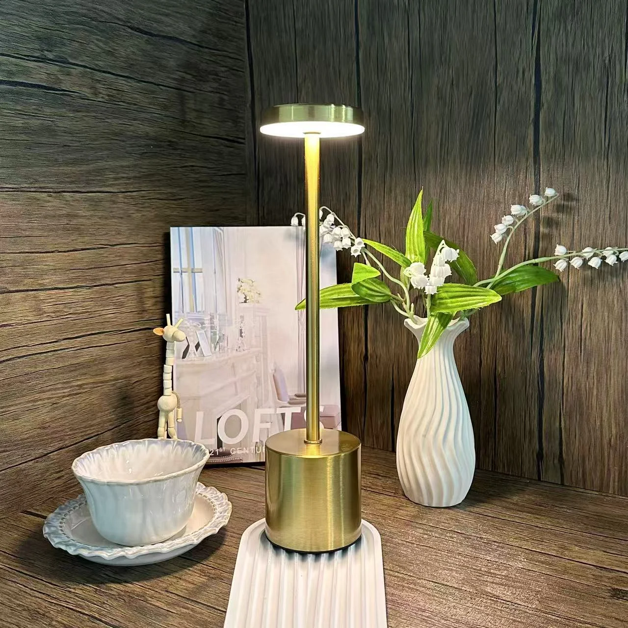 الكلاسيكية الجدول مصباح USB قابلة للشحن ضوء الليل ستبليس يعتم اللمس لمبة مكتب 3 ألوان أباجورة بار فندق الديكور #3