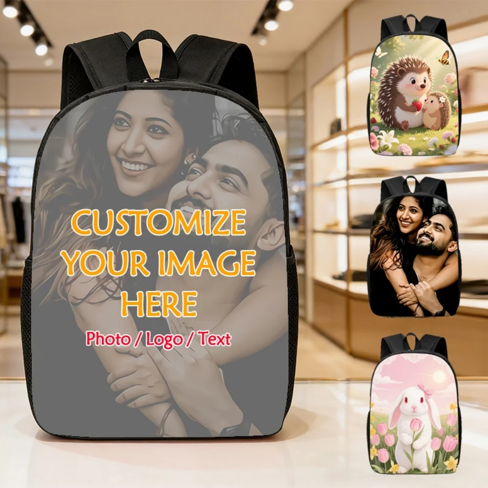 2026 New Custom Photo Print Backpack Personalized Add Your Image School Bag Unisex Student Travel Casual Daypack Gift