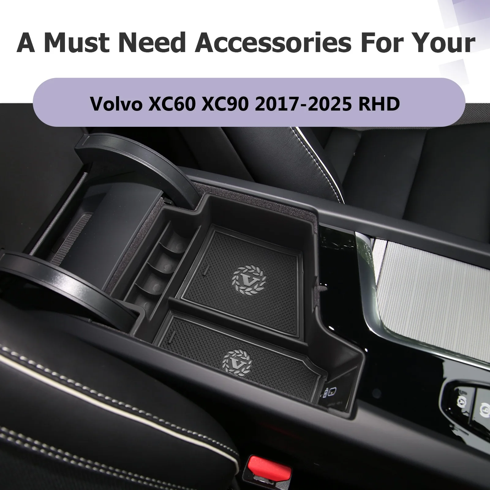 RUIYA für Volvo XC60 XC90 V60 S60 V90 S90 2017-2025 RHD Auto-Armlehnen-Aufbewahrungsbox Auto-Staubox Volvo XC60 XC90 Zubehör – Detail 2