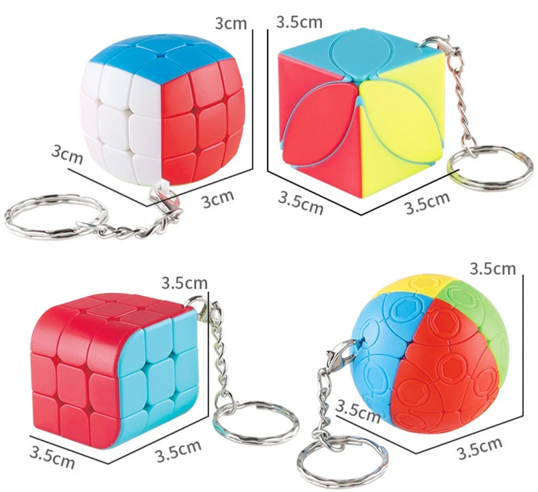 FanXin-Porte-clés mini cube sans autocollant, beaux cadeaux d'anniversaire et de Noël, vitesse professionnelle, sphère, feuilles d'érable, 3x3