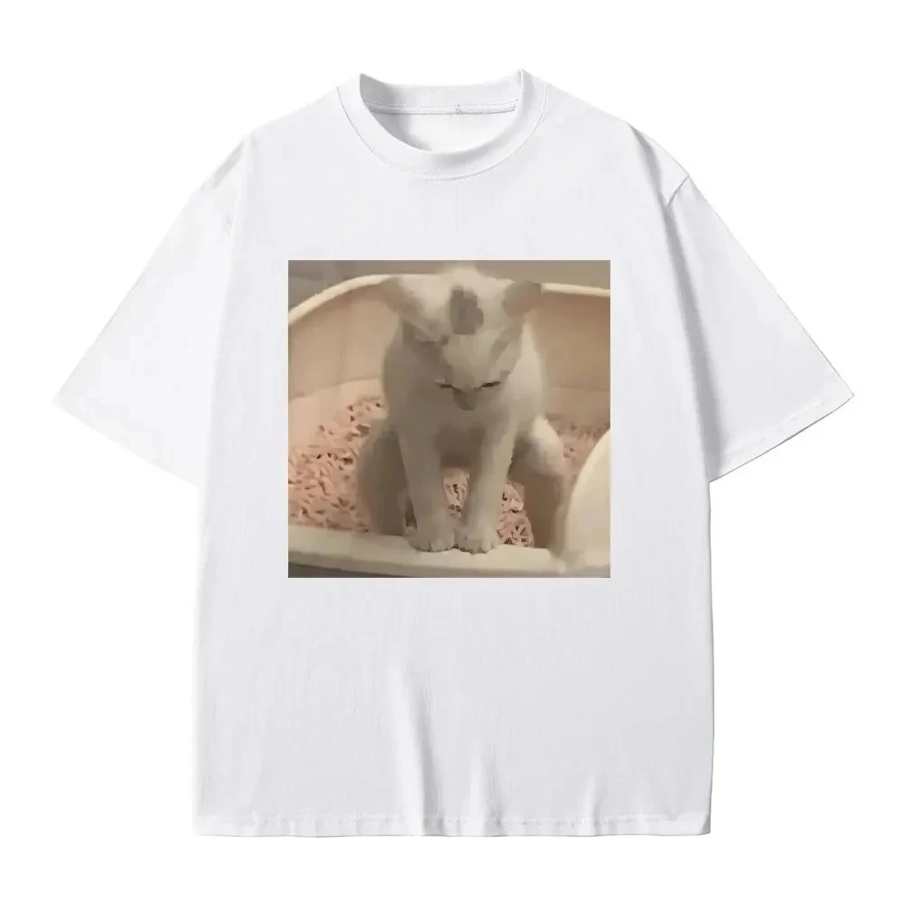 Funny Memes Kitten Pooping Kitten Joke T-shirt Graphic T-shirt Women's Casual Tops T-shirt Fashion Graphic T Shirts Summer Y2K