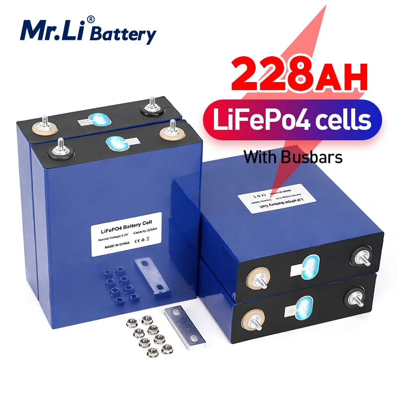 Mr.Li 3.2V Lifepo4 Battery 4/8/12/16/PCS 228Ah Grade A Lithium Iron Phosphate Cell DIY 12V 24V 48V Golf Cart RV Solar System