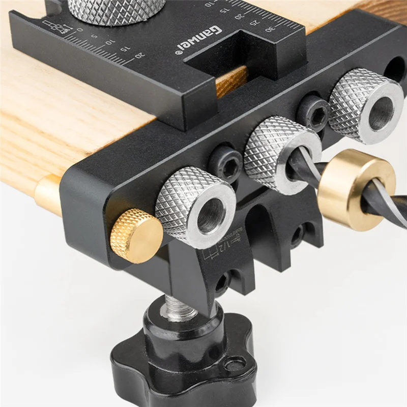 mall-調整可能なダボジグ木工ポケット穴ジグブッシュ掘削ガイドロケーターパンチャーツールダボジグセット-a