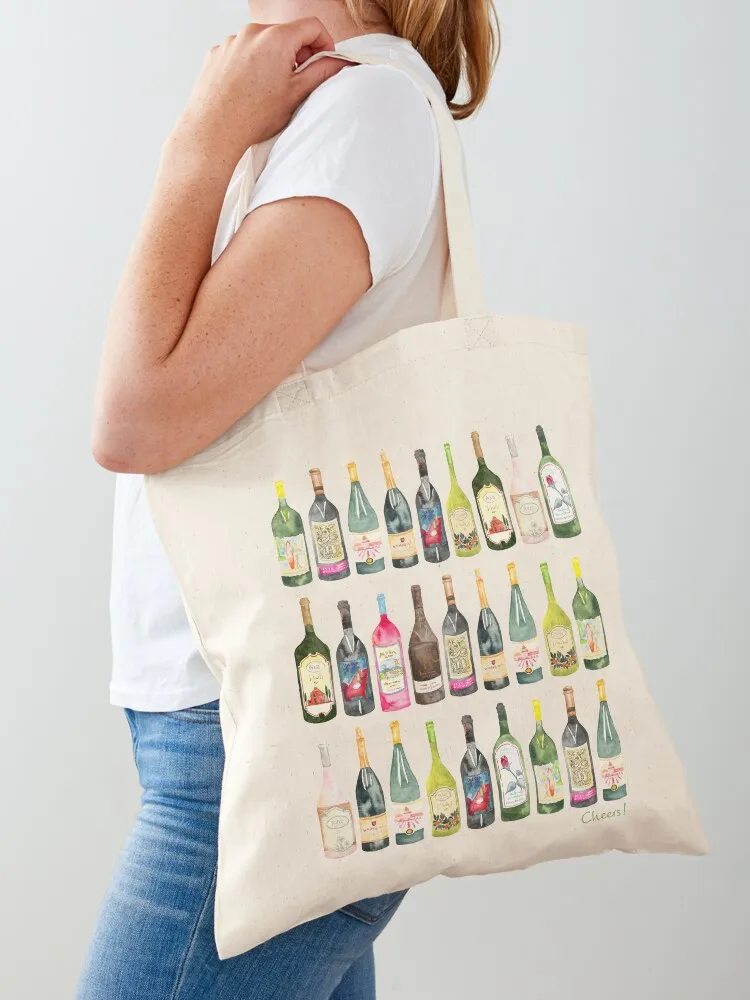 

Cheers Wine Bottles Tote Bag Women's beach bags hand bags Shopping bags canvas tote