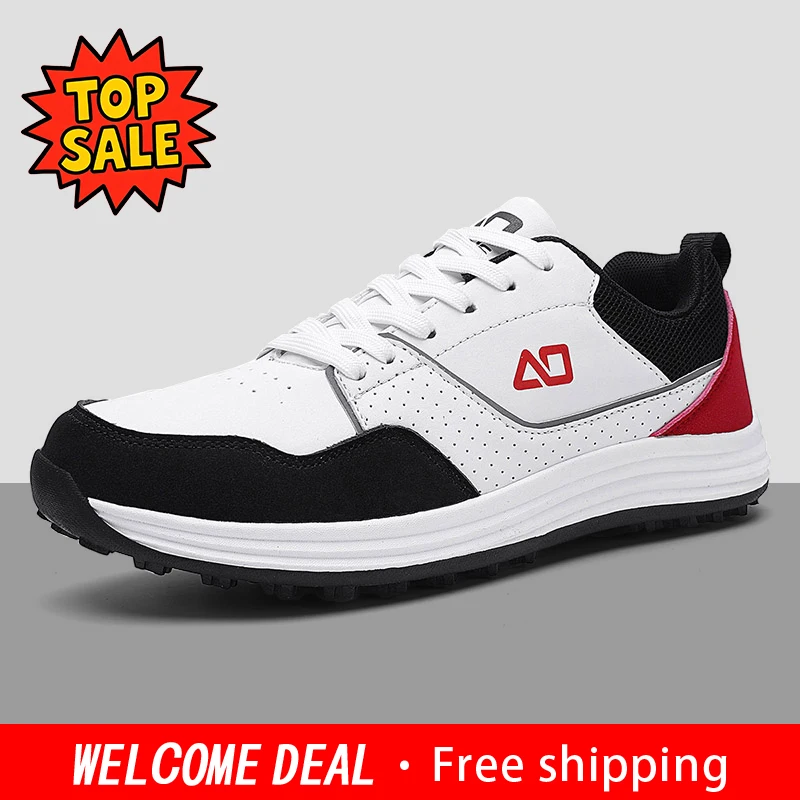 

Men's Fashion Leather Golf Shoes, Black & White Color Matching, Non-slip Sole Design, Outdoor Training Casual Sports Sneakers