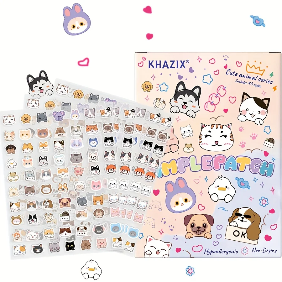 350 PCS Cute Cartoon Acne patchs, 70 Different Shapes of Hydrocolloid Acne Patches, Hydrocolloid Blemish Covering Acne patch