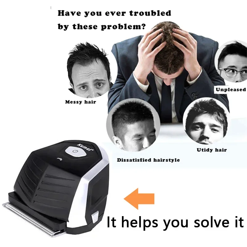 Kemei máquina de cortar cabelo elétrica profissional sem fio aparador barba 0.1mm cabeça careca auto máquina corte cabelo para homens crianças 6032