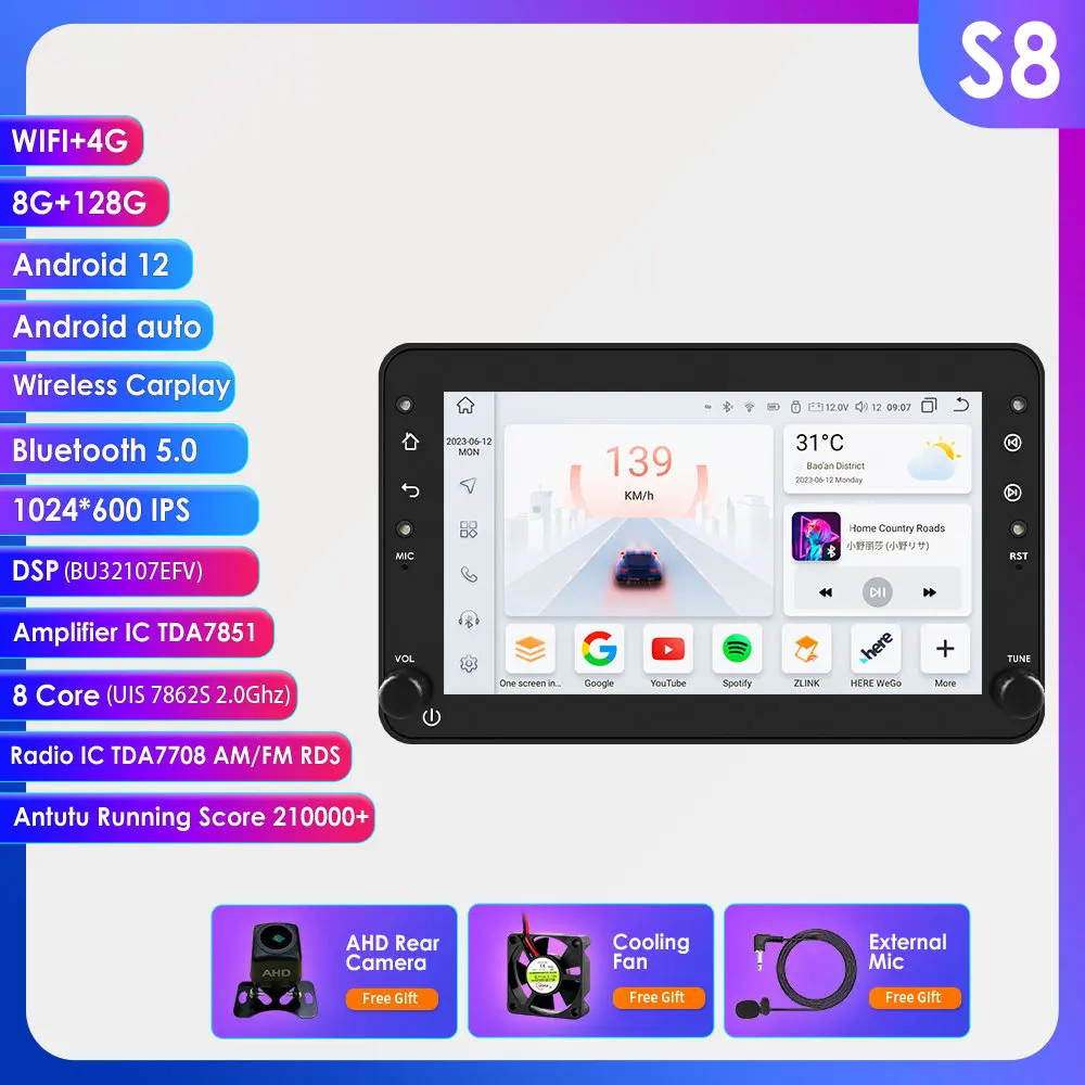 OSSURET 1Din 8G 128G Carplay Android autoradio voor Alfa Romeo 159 Brera Spider Sportwagon GPS multimediaspeler navigatie 7862