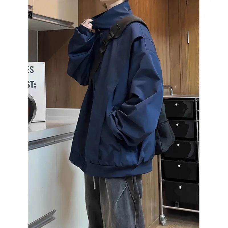 

Мужская демисезонная куртка-харрингтон в американском уличном стиле, с пэчворком и деконструкцией, воротник-стойка, водонепроницаемая