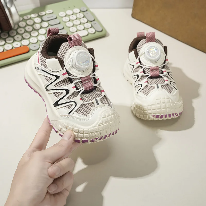 

Casual girls' shoes 2025 Autumn New children's sports shoes mesh surface hiking shoes cute and ugly big head running shoes