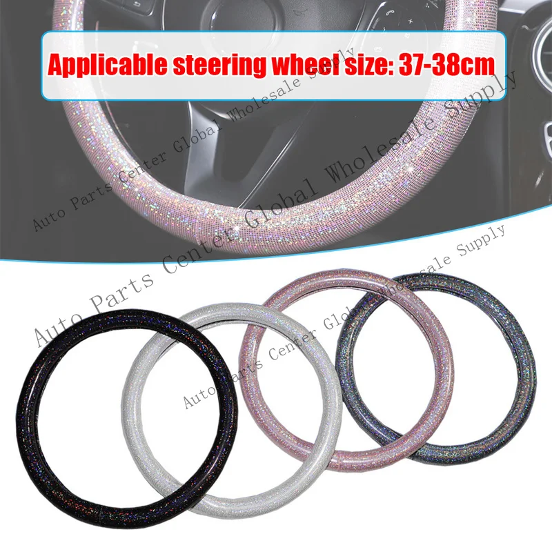 L+ 15,039;,039;/38cm Car Interior Accessories PU Leather Bling Shining Steering Wheel Cover 5