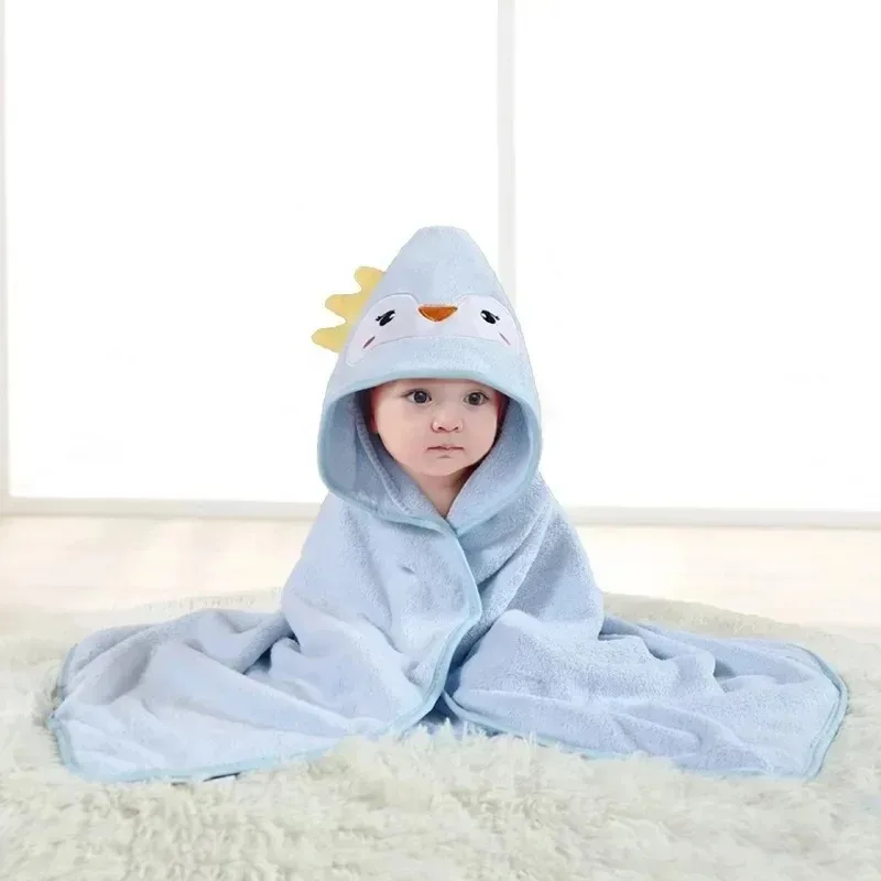 Cartoon Animal Baby Bath Towel Newborn Girl Boy Wrap Blanket Absorbent Baby Bathrobe Hooded Coral Fleece Bath Towels 0-12 Months