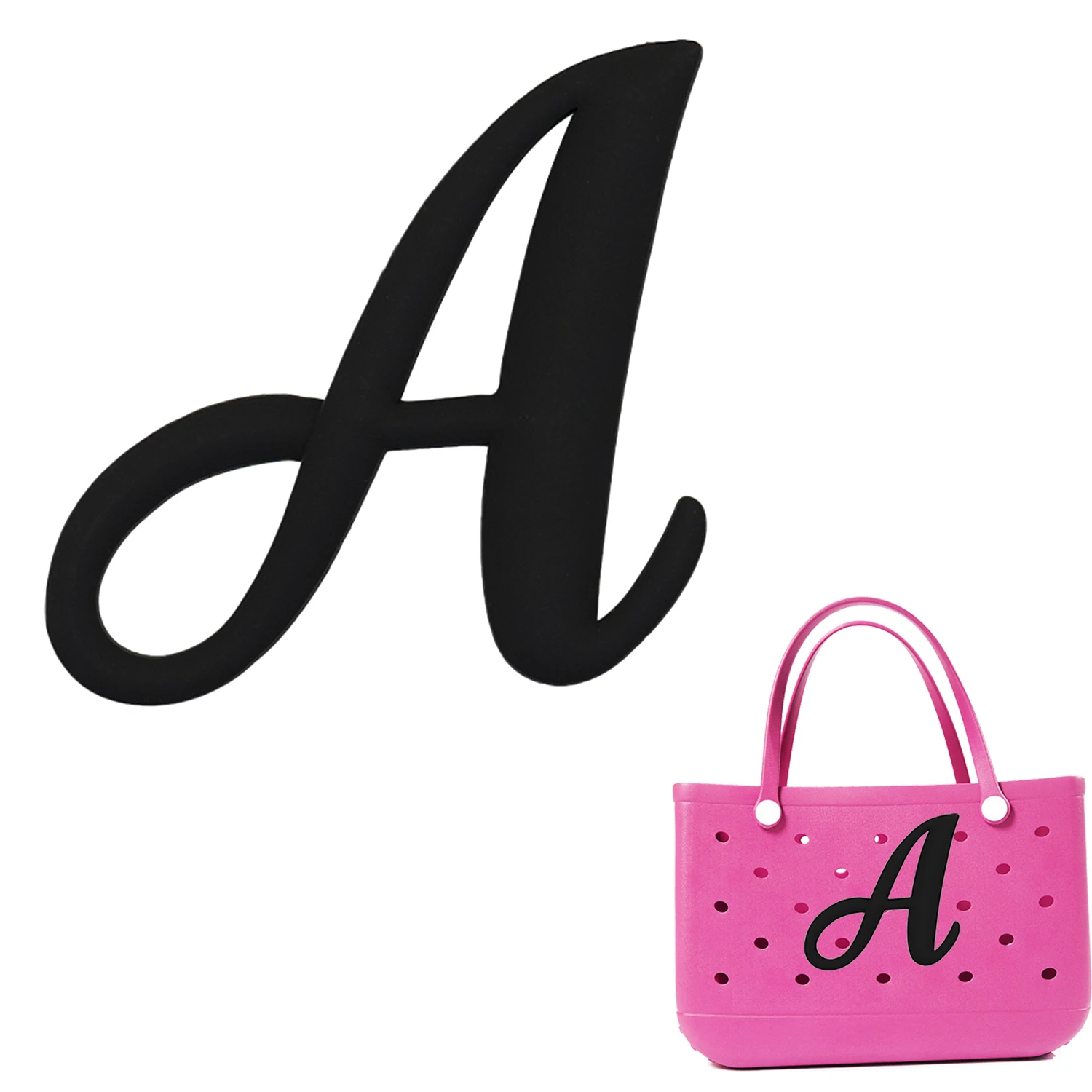 1/26pcs PVC Black Letter Decorative for with Hole Tote Bag Accessories for Girl Women Beach Hand Bag Charms Decorations Buckles