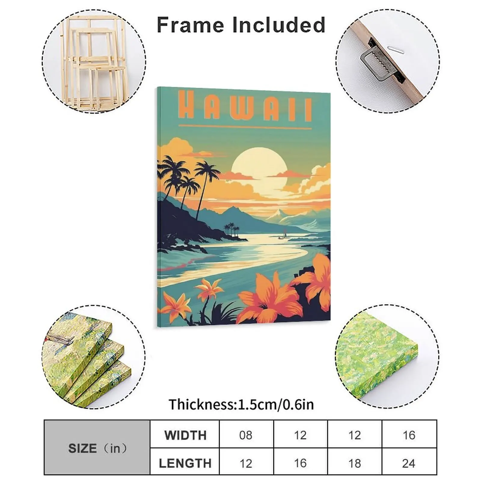 Honolulu Hawaii Travel Canvas Painting Vintage Garage Print Pub Create Hawaii Travel Poster Tin Sign