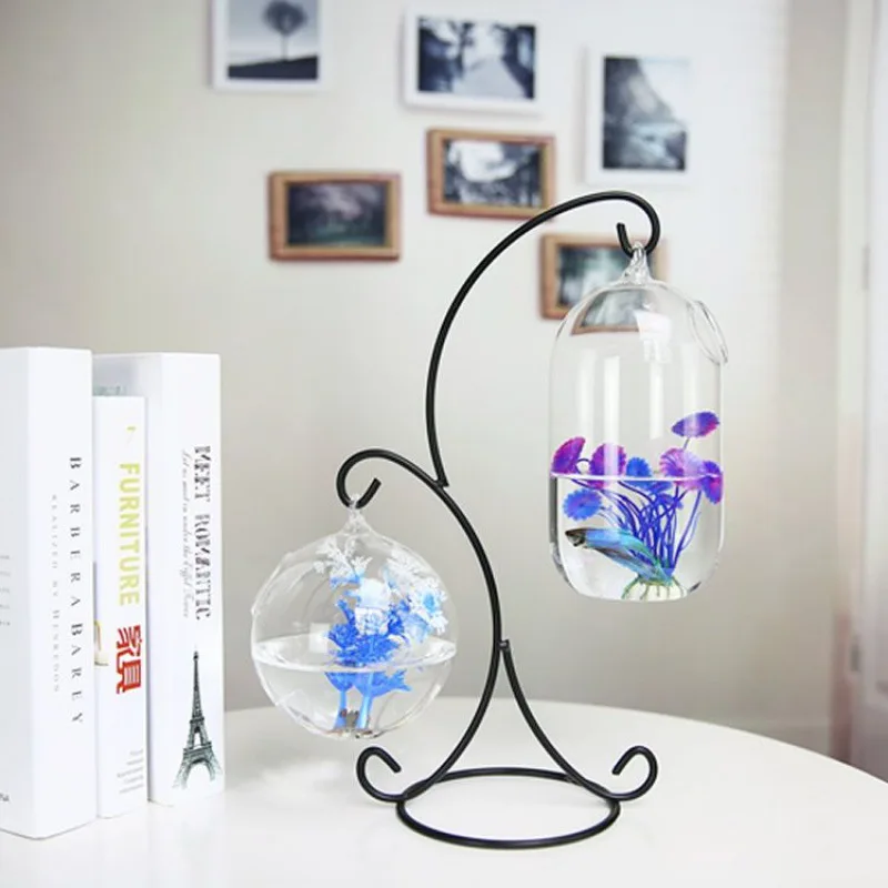 

Hanging glass fish tank flower plant vase spherical glass betta fish tank