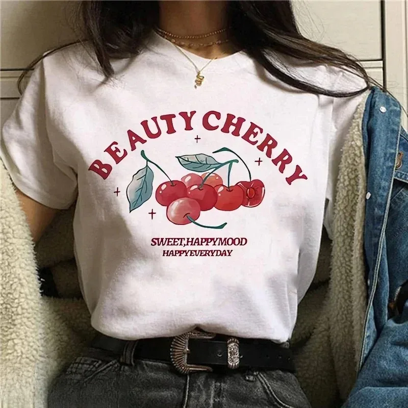 

Y2k Sweet Strawberry Cherry Casual T-Shirts Gothic Tee Shirt Harajuku 90s Tshirt Women Summer Tops Streetwear Clothes Tops