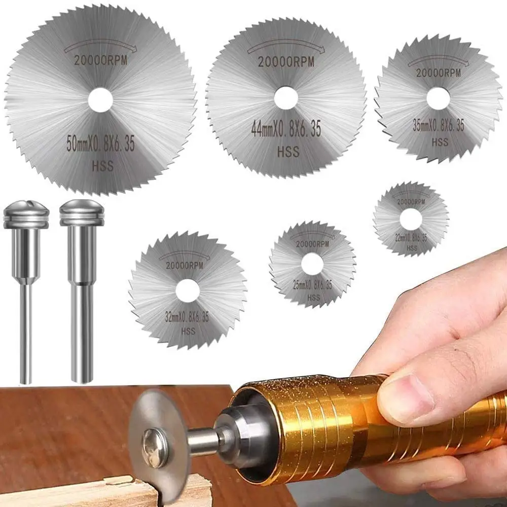 

8Pcs Mini HSS Circular Saw Blade Rotary Tool For Dremel Metal Cutter Power Tool Wood Cutting Discs Drill Mandrel Cutoff 22-50mm