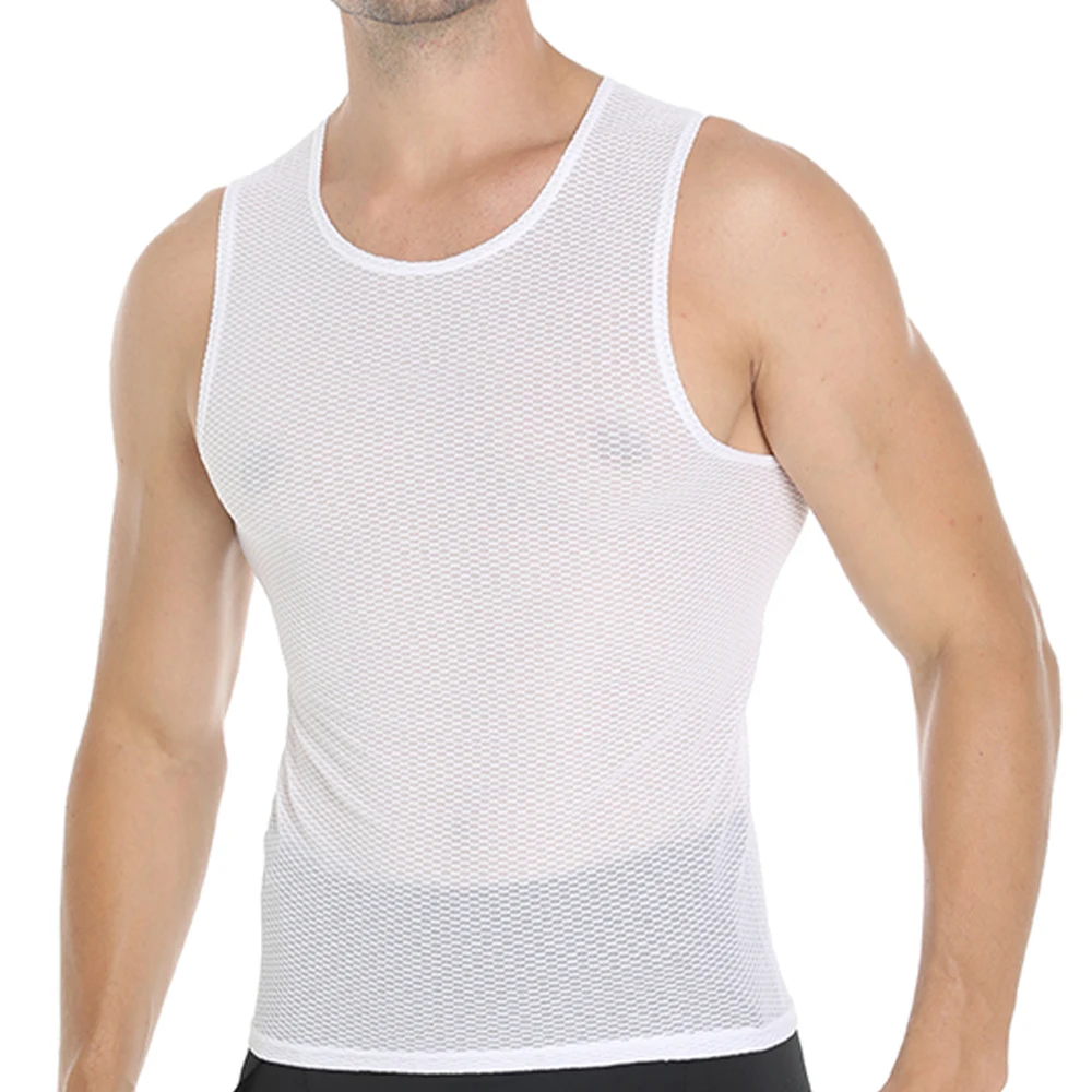 HISERWA Men Cycling Base Layer Quick Dry Sleeveless Cycling Jersey Tight Vest High Elastici Vest MTB Road Bike Undershirt