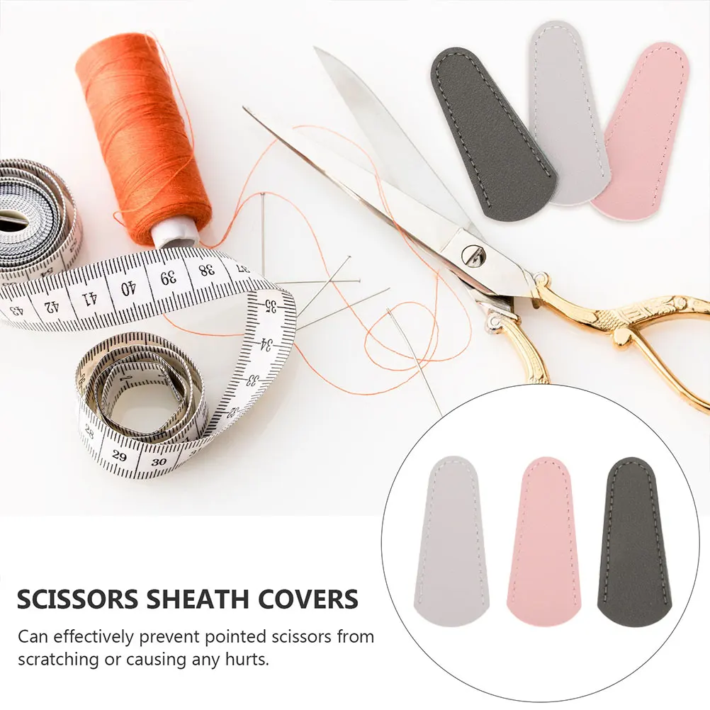 

3pcs Scissors Protective Cover PU Durable Scissor Sheath for Hair Storage Household Use Manicure Shears