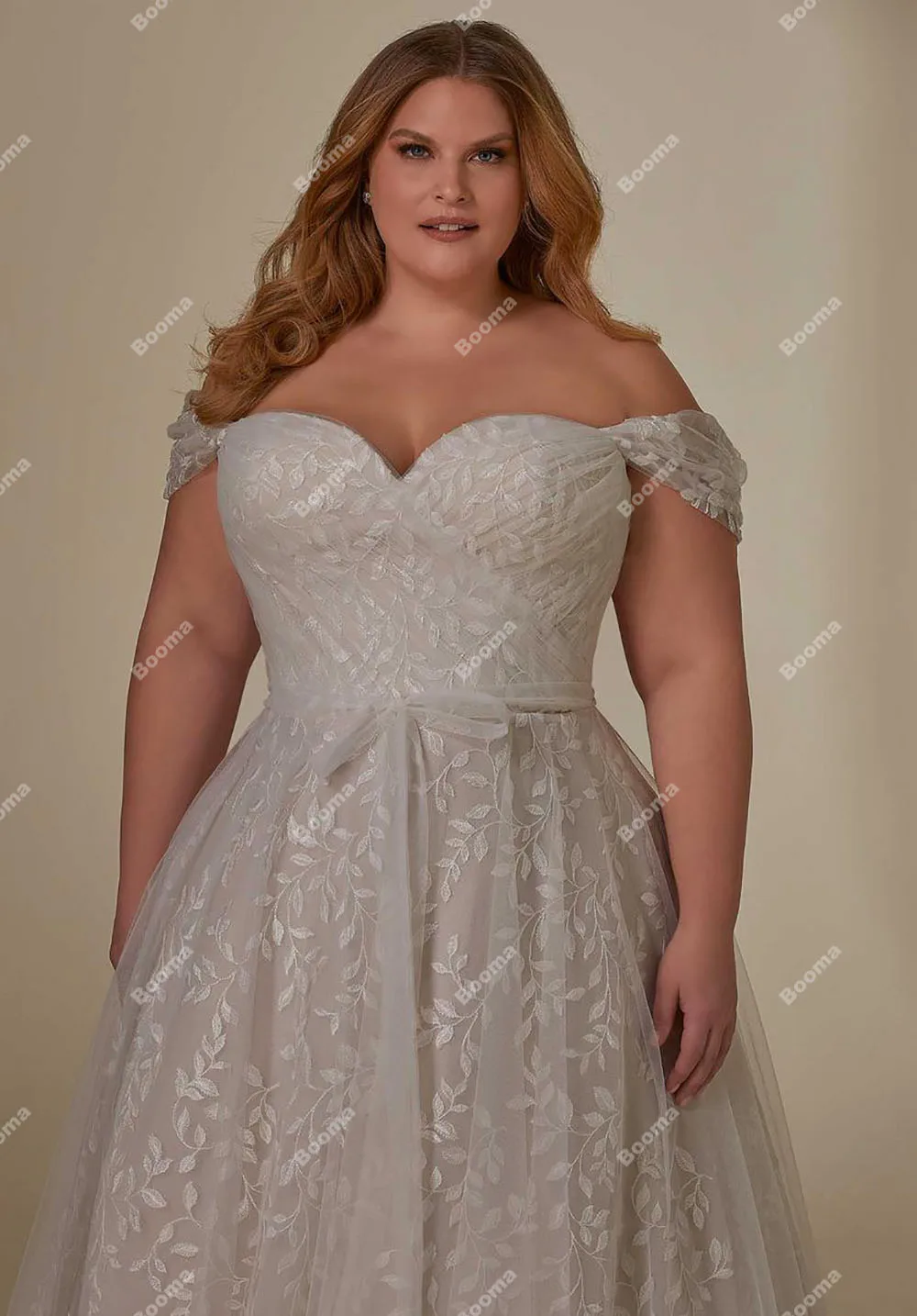 Booma-Off Shoulder Vestidos de casamento com trem para mulheres, apliques de querida, vestidos de noiva, vestido de casamento, plus size