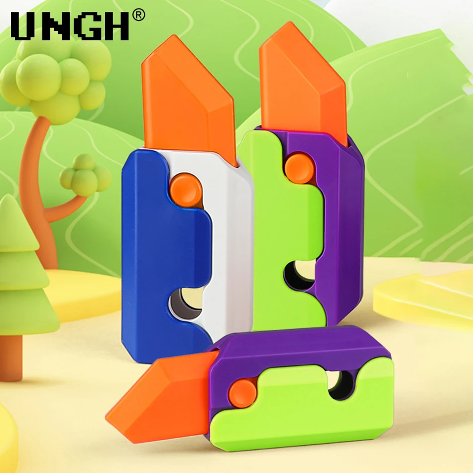 UNGH Luminous 3D Carrot Gravity Knife Anti-stress Fidget Toys Children Children Push Card Push Stress Relief Toy for Kids Adult