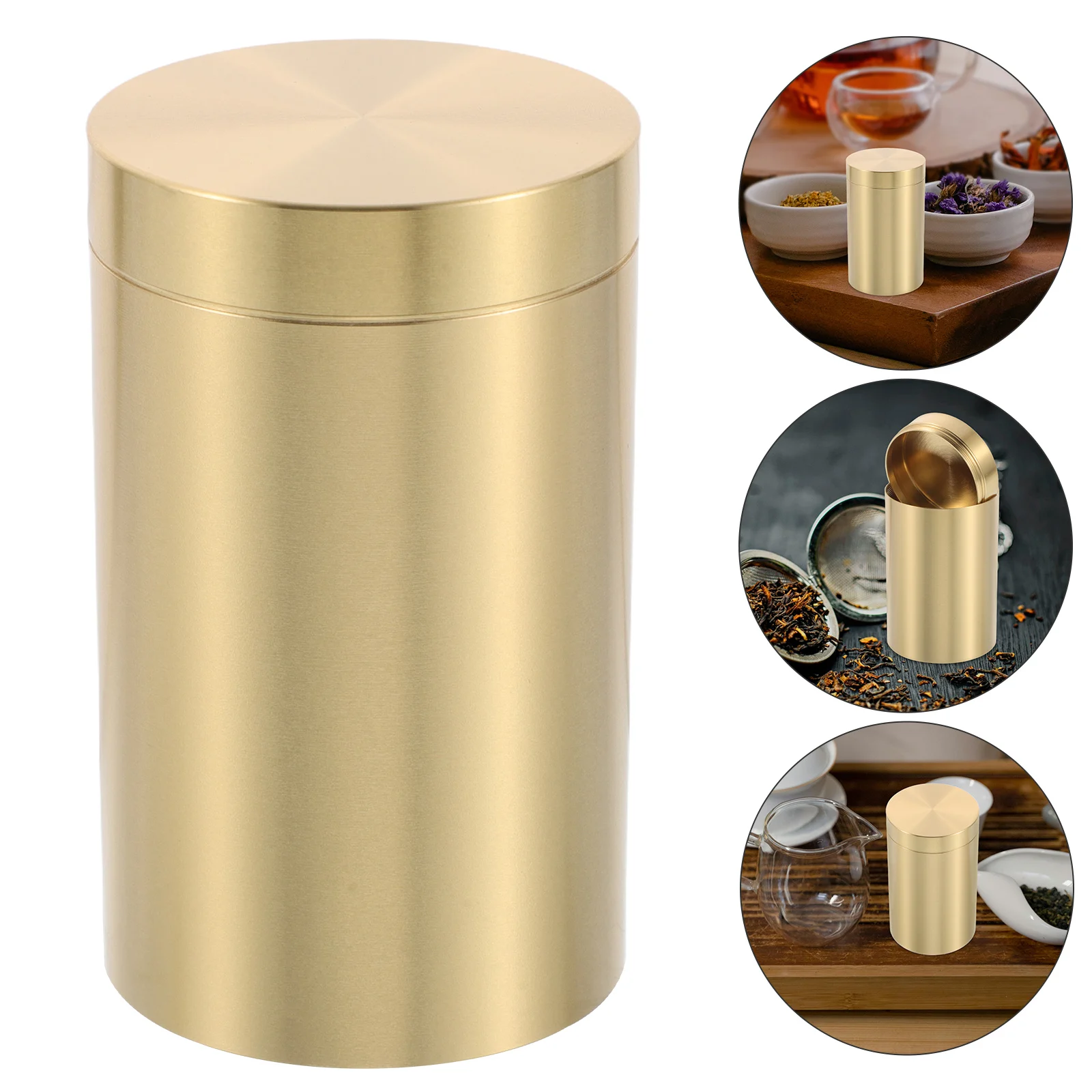 

Brass Tea Airtight Storage Container for Loose Leaf Tea Coffee Beans 500ml Metal Canister Home Kitchen Organizer