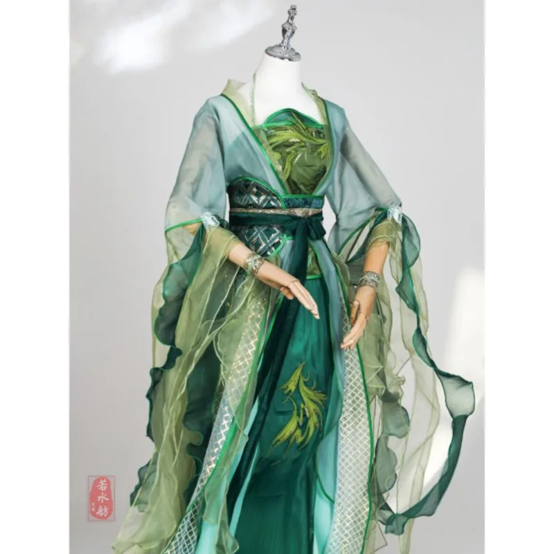 

If the water boat is green, ancient costume, green snake, cosplay costume, stage performance, fairy graceful dance, ancient