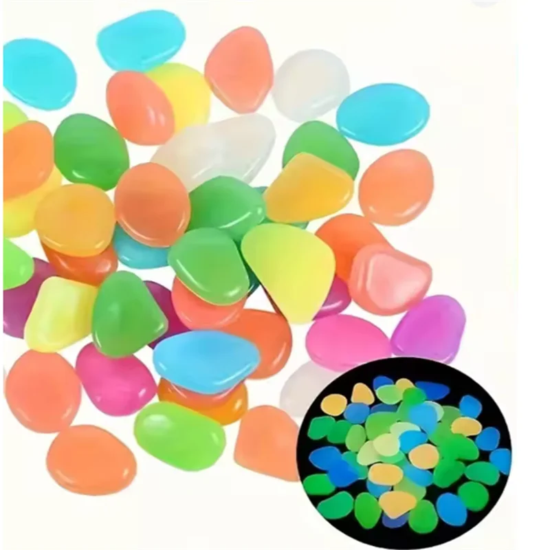 200pcs 1cm glow in dark pebbles luminous stones aquarium vase potted plant garden outdoor decorative glowing rocks