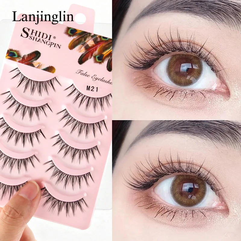 Eye Makeup Accessories 5 Pairs Set Natural False Eyelashes Manga Lashes 3D Faux Mink Lashes Soft Realistic Eyelash Extension