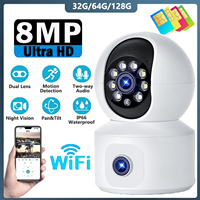Tuya 8MP WiFi IP Camera Dual Lens Baby Monitor Color Night Vision Human Automatic Tracking Video Smart Home Surveillance Camera