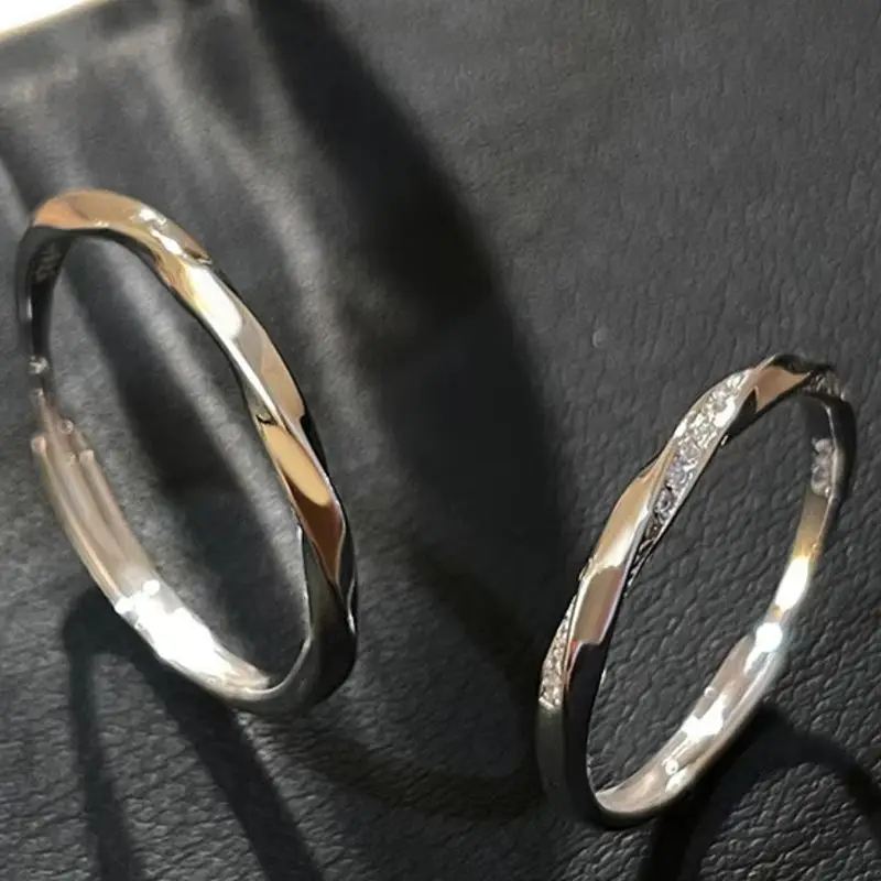 S925 Sterling Silver Couple Rings,Minimalist Luxury Infinite Love Design, Unisex Matching Bands, Ideal Engagement & Promise Gift