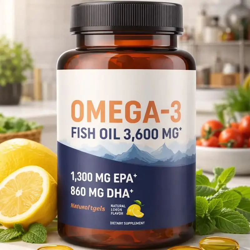 Omega-3 Fish Oil 3600mg EPA DHA 120 Softgels Non-GMO Dietary Supplement Supports Heart Brain Eye Joint Health Immune System